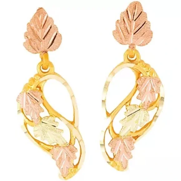 Black Hills Swirling Vine Earrings, real gold 10K/12K ! Free Shipping - Picture 8 of 9